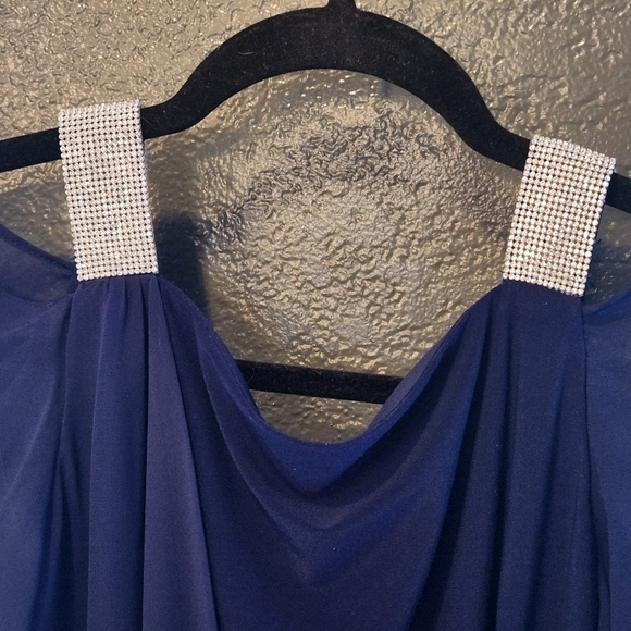 Msk Beaded-Strap Capelet-Back Dress size small color midnight - Picture 2 of 13